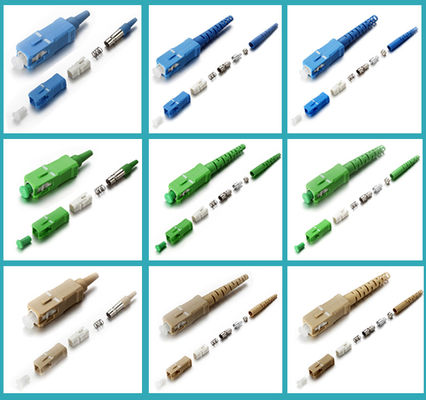 FTTX için 0.9mm 2.0mm 3.0mm Fiber Yama Kablosu Konnektörleri SC APC Tipi